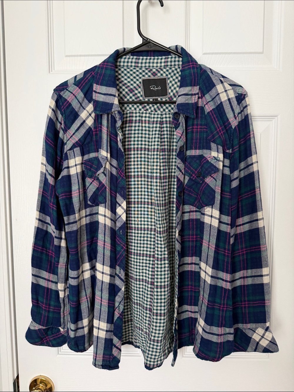 Rails Plaid Shirt Jacket in Navy, White & Green